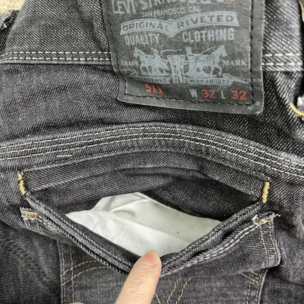 Levi’s 511 Slim Fit Jeans 32x31.5 Dark Gray Utility Variant Angled Back Pockets‎